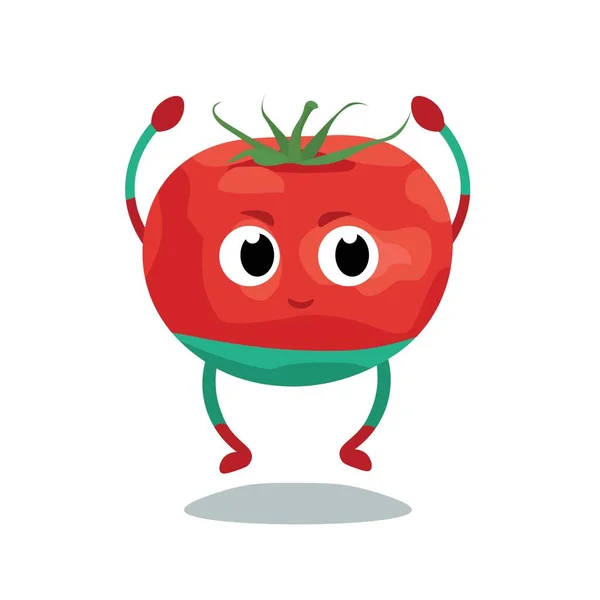 Funny Jumping Tomato White Background — Stockový vektor