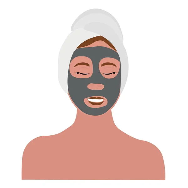 Beautiful Woman Facial Mask White Background — Vetor de Stock