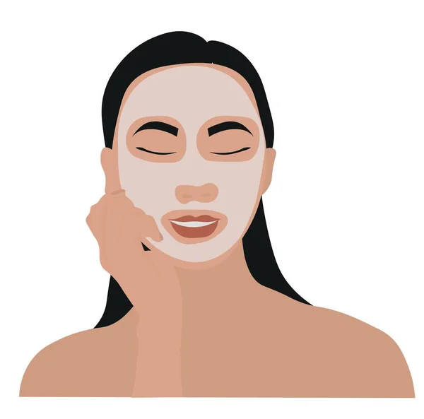 Beautiful Woman Facial Mask White Background — Stock vektor