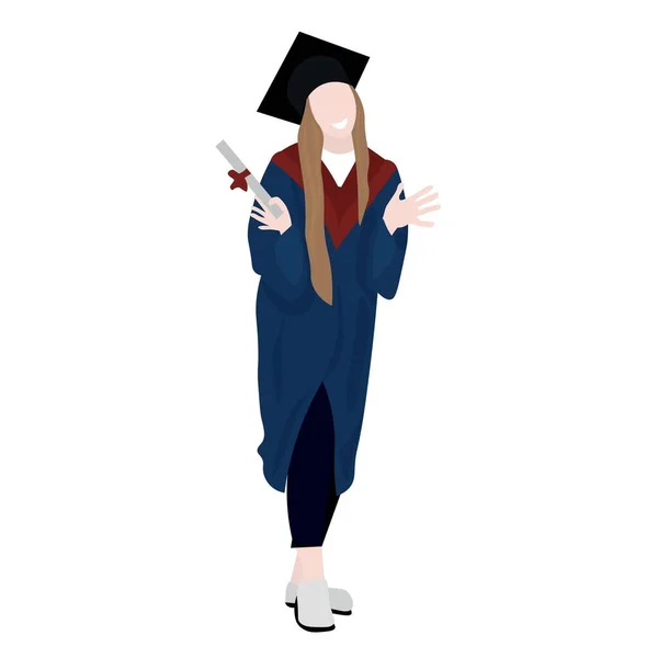 幸せな女性卒業生上の白い背景 — ストックベクタ
