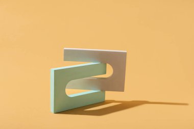 Showcase pedestals on beige background