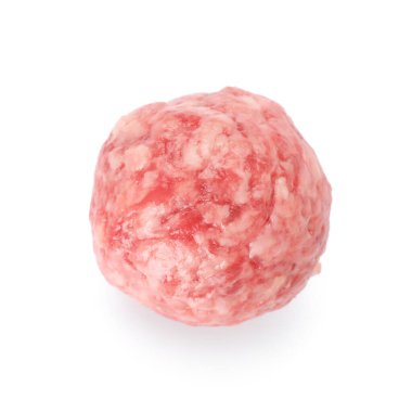 Raw meat ball on white background