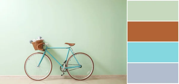 Stylish Bicycle Mint Wall Room Different Color Patterns — Stock Fotó