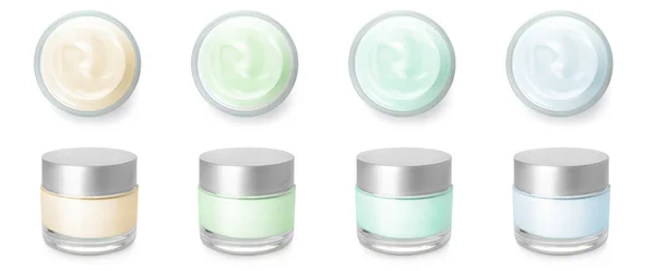 Jars Cosmetic Cream Isolated White — Stock fotografie