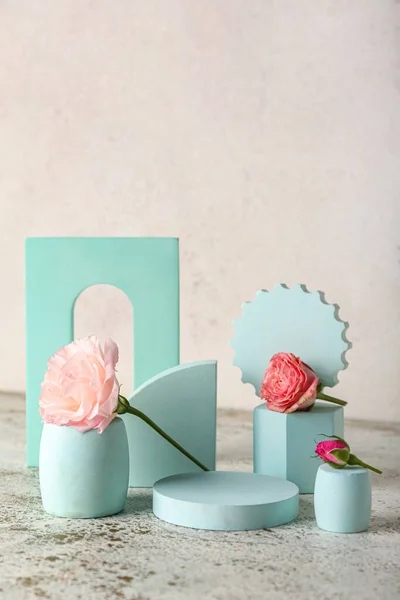 Decorative Stands Beautiful Flowers Light Background — Stock Photo, Image