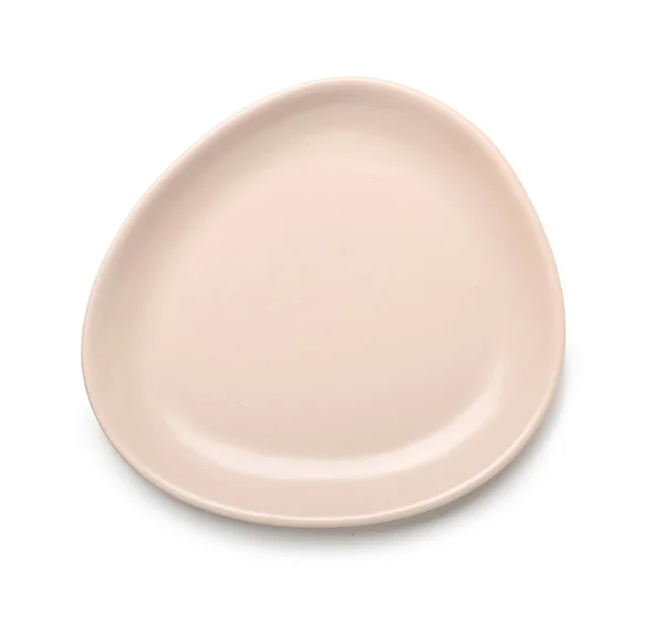 Empty Ceramic Plate Isolated White Top View — Fotografia de Stock