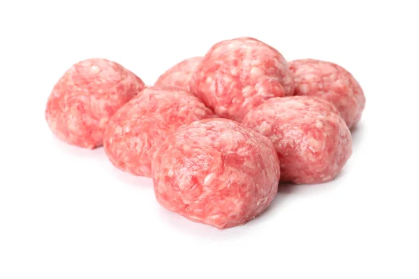 Raw Meat Balls White Background - Stock-foto