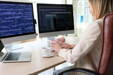 Transgender programmer working in office