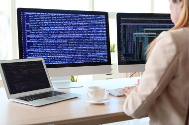 Transgender programmer working in office