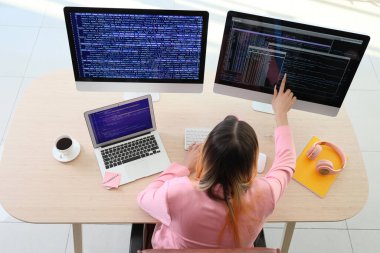 Transgender programmer working in office