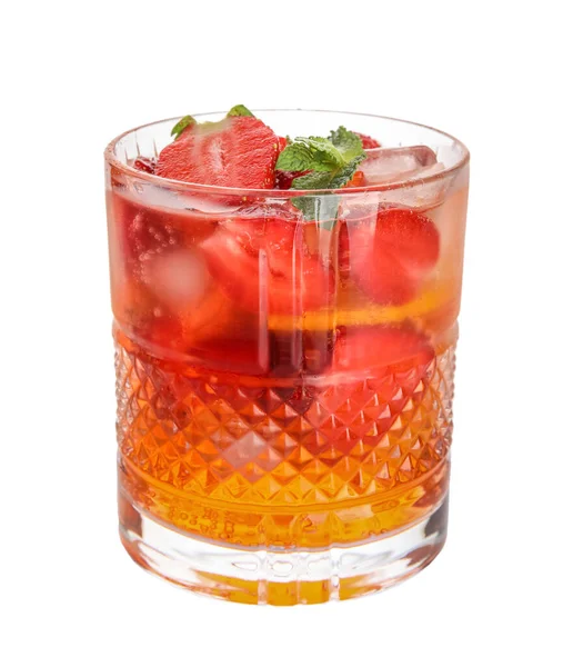 Glass Strawberry Lemonade White Background — Stock Fotó