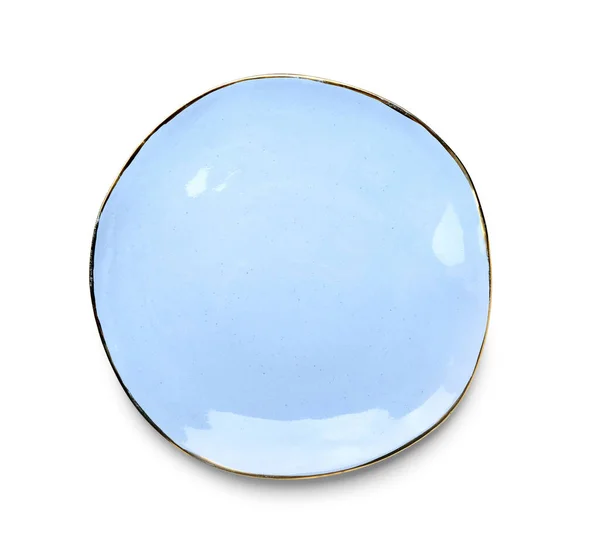 Empty Ceramic Plate Isolated White Top View — 스톡 사진