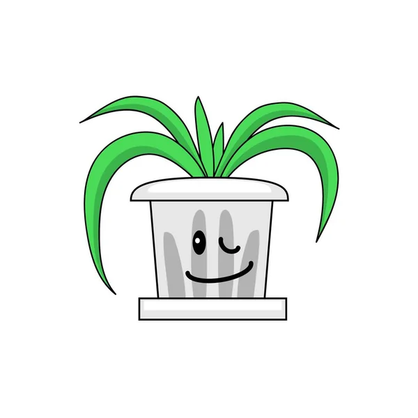 Green Winking Houseplant White Background — Archivo Imágenes Vectoriales