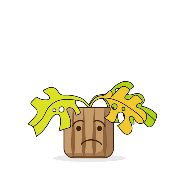 Sad Wilted Houseplant White Background — 图库矢量图片