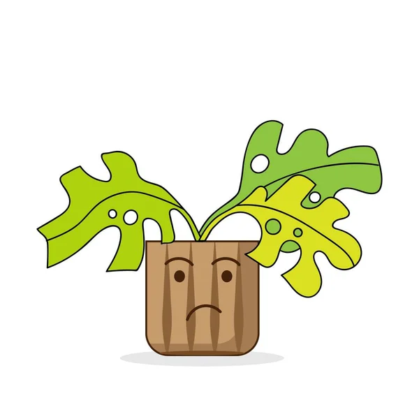 Sad Wilted Houseplant White Background — 스톡 벡터