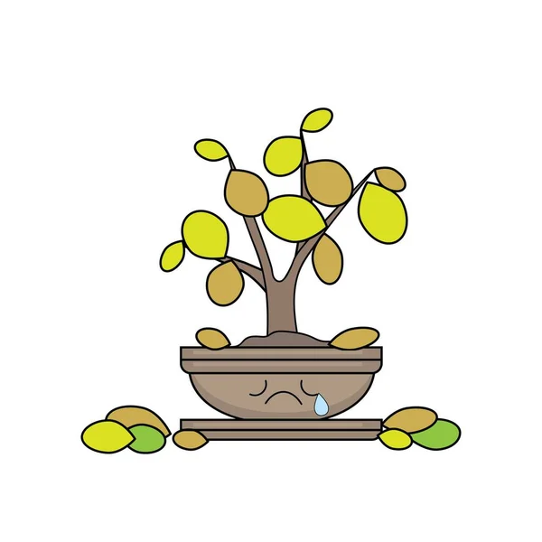 Sad Wilted Houseplant White Background — Image vectorielle