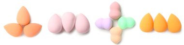 Set of makeup sponges isolated on white 