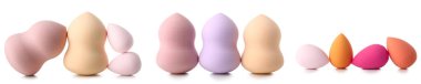 Set of makeup sponges isolated on white 