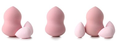 Set of makeup sponges isolated on white 