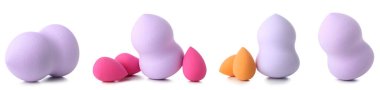 Set of makeup sponges isolated on white 