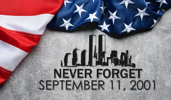 USA flag on grey background. National Day of Prayer and Remembrance for the Victims of the Terrorist Attacks