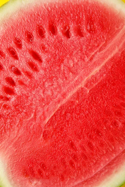 Half Tasty Watermelon Yellow Background Closeup — Stock Photo, Image