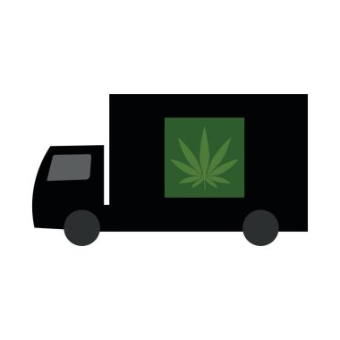 Car truck with hemp leaf on white background
