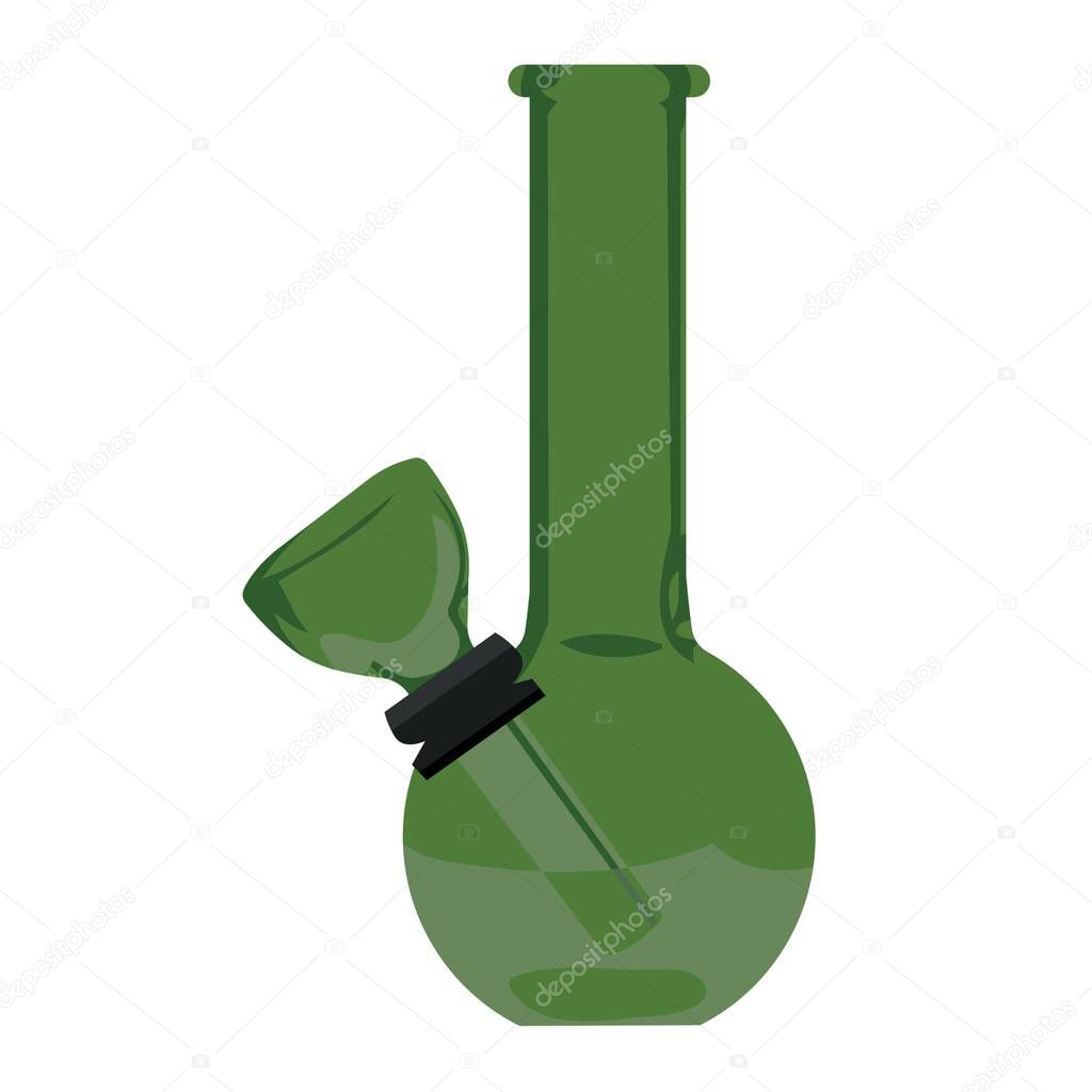 Green water bong on white background