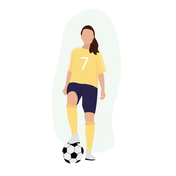 Female Soccer Player White Background — Stockvektor