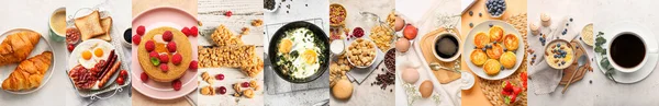 Set Delicious Breakfasts Top View — Stock Photo, Image