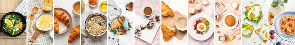 Collection Tasty Breakfasts Top View — Stock Photo, Image