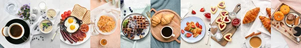 Collection Delicious Breakfasts Top View — Stock Photo, Image