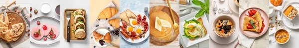 Set Tasty Breakfasts Top View — Stock Photo, Image