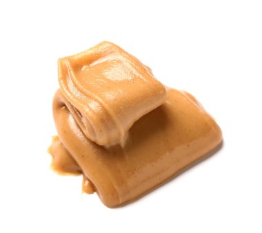 Sample of nut butter on white background