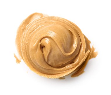Sample of nut butter on white background