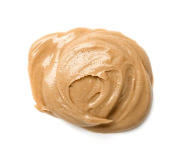 Sample of nut butter on white background