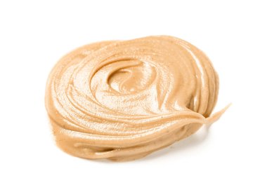 Sample of nut butter on white background