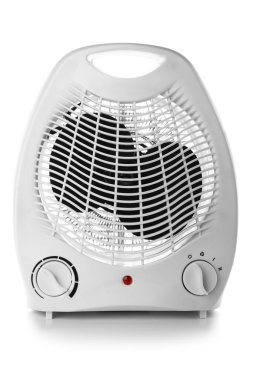 Electric fan heater on white background