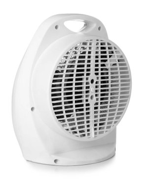 Electric fan heater on white background