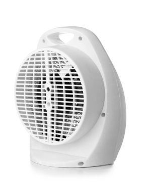 Electric fan heater on white background