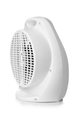 Electric fan heater on white background