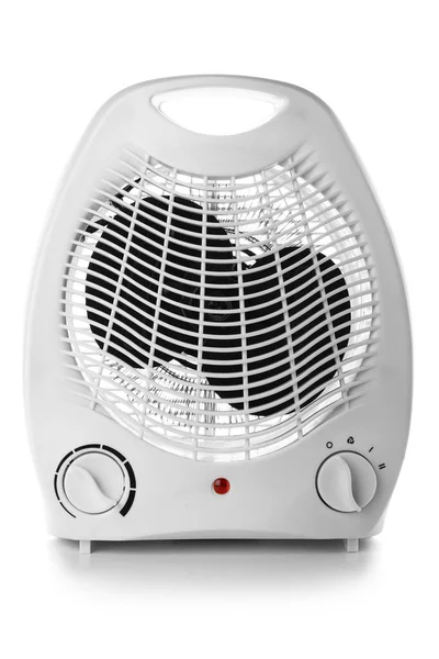 Electric fan heater on white background
