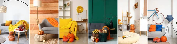 Collage Beautiful Autumn Interiors Room — Stockfoto