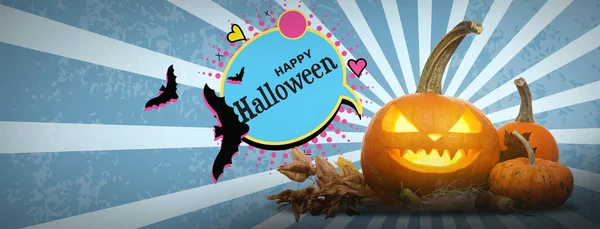 Advertising Banner Halloween Party Carved Pumpkin — 스톡 사진