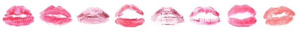Set Lipstick Prints White Background — Zdjęcie stockowe