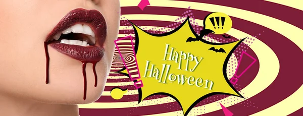 Advertising Banner Halloween Party Female Vampire — Φωτογραφία Αρχείου