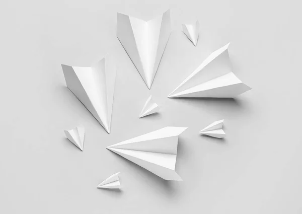 Paper Planes Grey Background — 图库照片