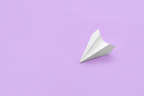 White Paper Plane Lilac Background — Foto de Stock