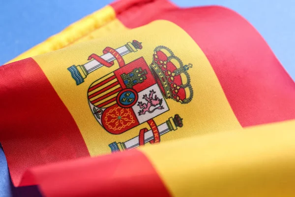 Flag Spain Blue Background Closeup — Φωτογραφία Αρχείου