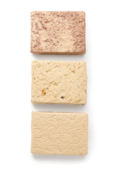 Pieces Tasty Sesame Halva Isolated White Background — Fotografia de Stock